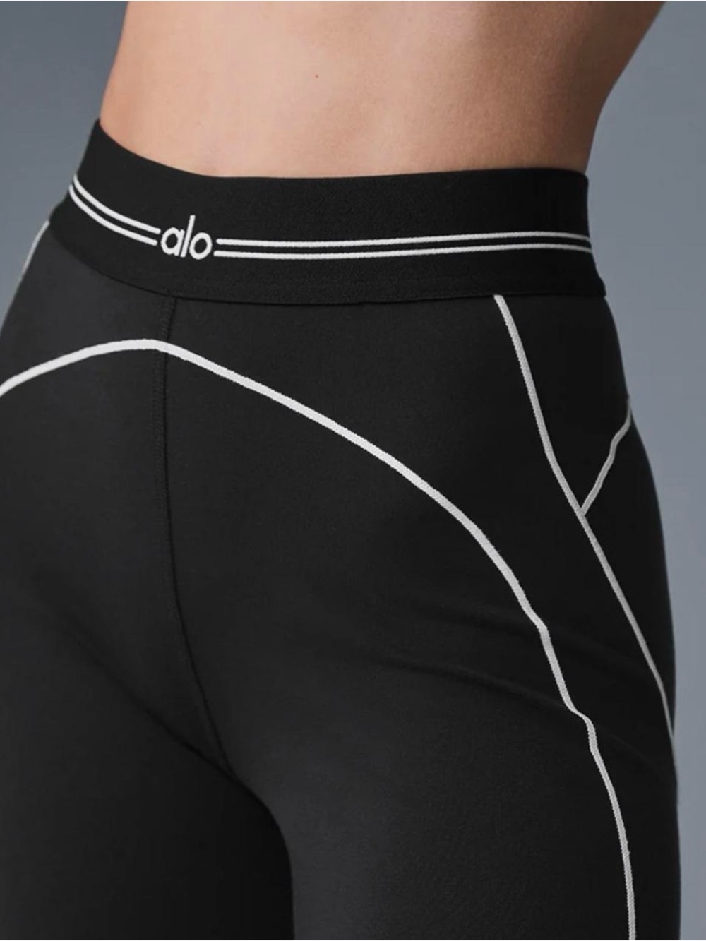ALO Yoga Black Jeggings with White Piping